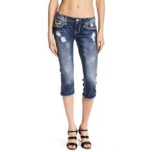 NWT Rock Revival Alexia Distressed Crop Jeans Dark Blue Size 24